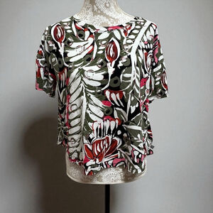 Talbots T by Talbots Women’s Large Top Multicolor Abstract Floral Print